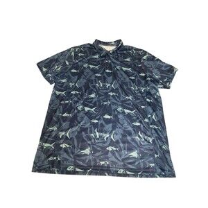 Huk Shirt Men XL Blue Short Sleeve Button Up Fishing Performance Coastal